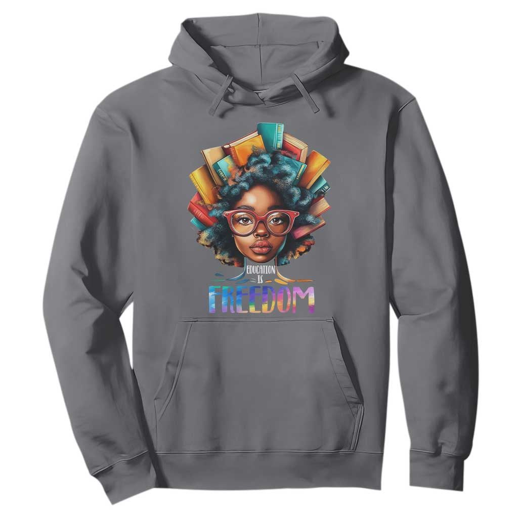 Black History Education Is Freedom Hoodie Black Teacher Books TS02 Charcoal Print Your Wear