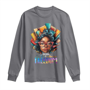 Black History Education Is Freedom Long Sleeve Shirt Black Teacher Books TS02 Charcoal Print Your Wear