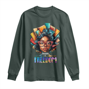 Black History Education Is Freedom Long Sleeve Shirt Black Teacher Books TS02 Dark Forest Green Print Your Wear