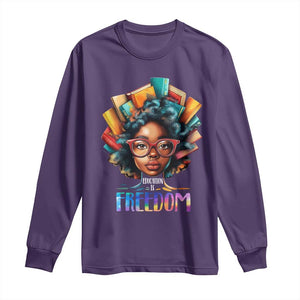 Black History Education Is Freedom Long Sleeve Shirt Black Teacher Books TS02 Purple Print Your Wear