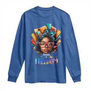 Black History Education Is Freedom Long Sleeve Shirt Black Teacher Books TS02 Royal Blue Print Your Wear