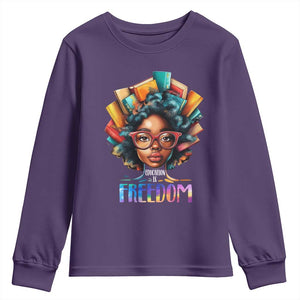 Black History Education Is Freedom Youth Sweatshirt Black Teacher Books TS02 Purple Print Your Wear