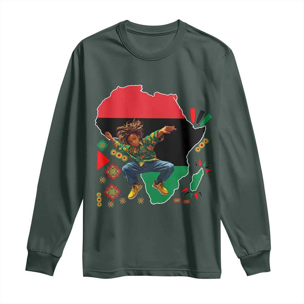 Black Son Future Leader Long Sleeve Shirt African American Pride Black History Month TS02 Dark Forest Green Print Your Wear
