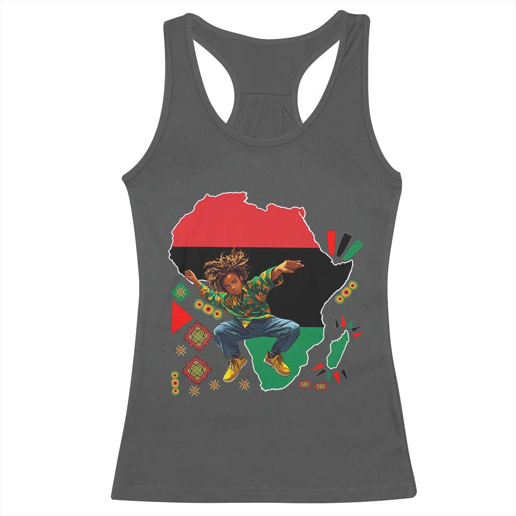 Black Son Future Leader Racerback Tank Top African American Pride Black History Month TS02 Dark Heather Print Your Wear
