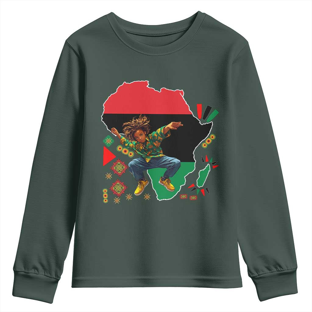 Black Son Future Leader Youth Sweatshirt African American Pride Black History Month TS02 Dark Forest Green Print Your Wear