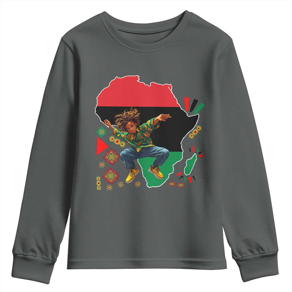 Black Son Future Leader Youth Sweatshirt African American Pride Black History Month TS02 Dark Heather Print Your Wear