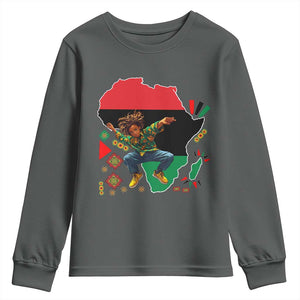 Black Son Future Leader Youth Sweatshirt African American Pride Black History Month TS02 Dark Heather Print Your Wear