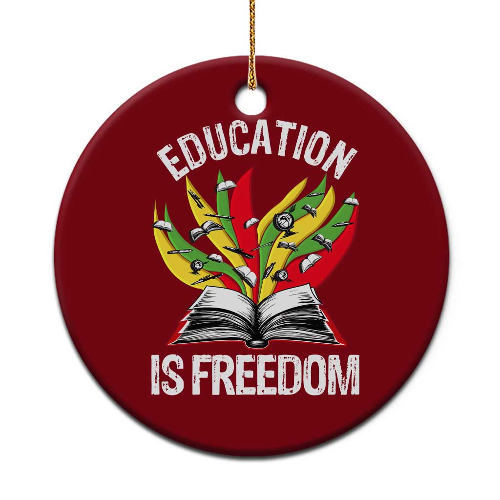 Education Is Freedom Ceramic Ornament Teaching Black History Month Books TS02 1pc Red Print Your Wear