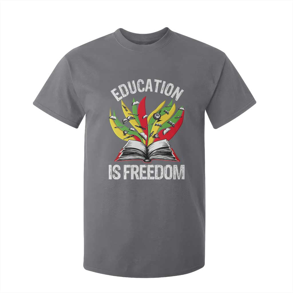 Education Is Freedom T Shirt For Kid Teaching Black History Month Books TS02 Charcoal Print Your Wear