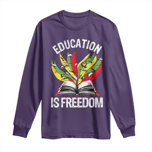 Education Is Freedom Long Sleeve Shirt Teaching Black History Month Books TS02 Purple Print Your Wear