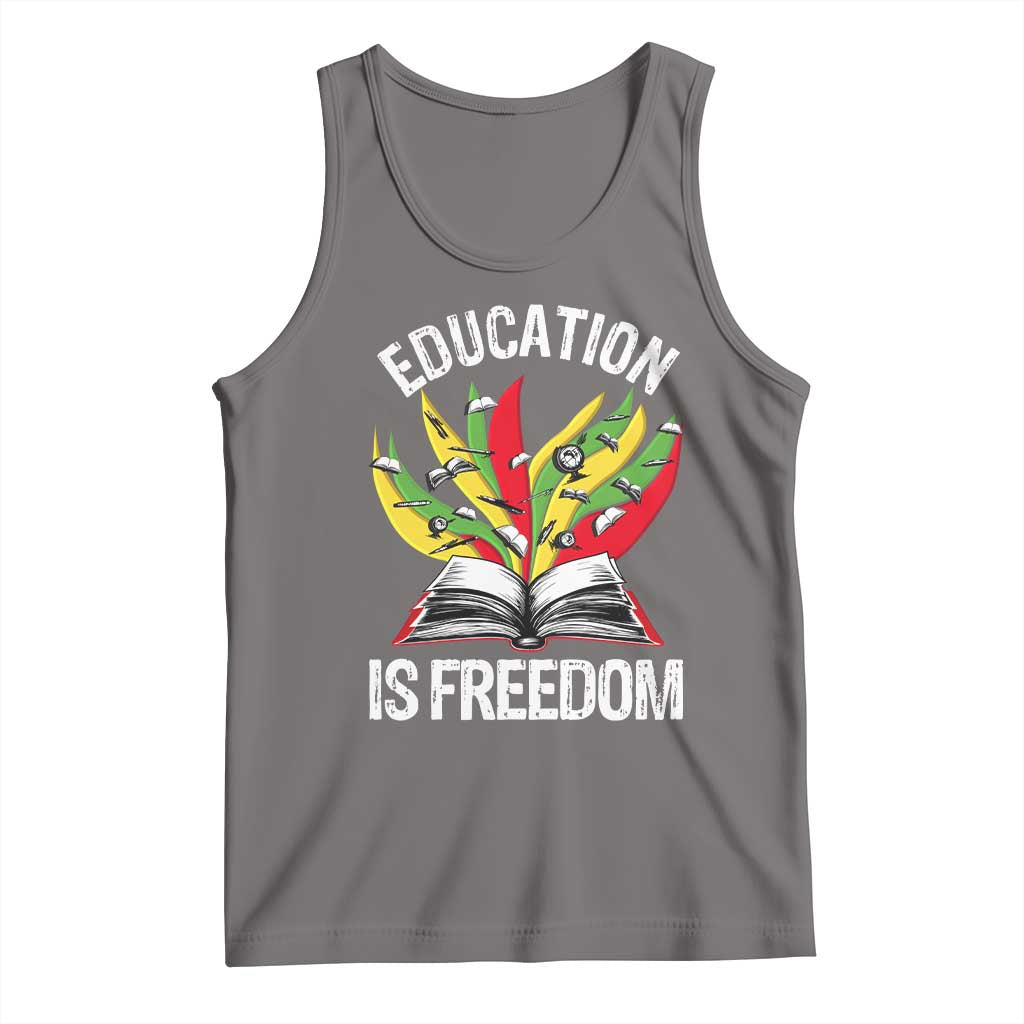Education Is Freedom Tank Top Teaching Black History Month Books TS02 Deep Heather Print Your Wear