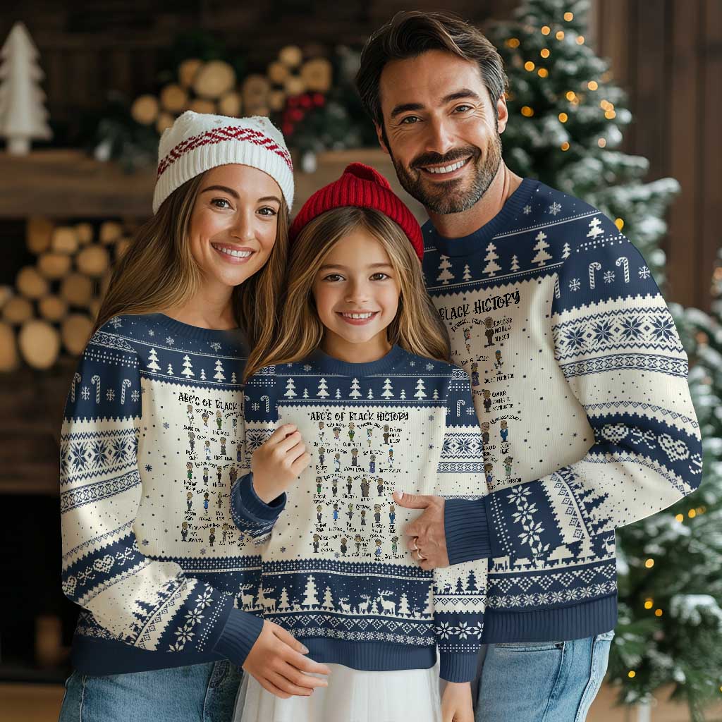 ABCs of Black History Month Ugly Christmas Sweater Black Excellence Pride TS02 Beige Navy Print Your Wear