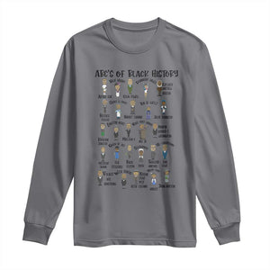 ABCs of Black History Month Long Sleeve Shirt Black Excellence Pride TS02 Charcoal Print Your Wear