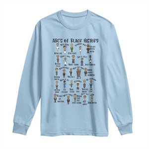 ABCs of Black History Month Long Sleeve Shirt Black Excellence Pride TS02 Light Blue Print Your Wear