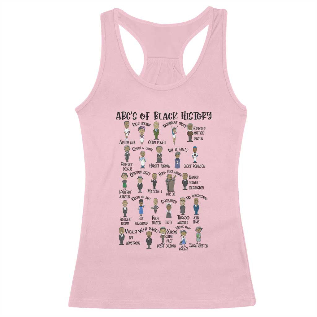 ABCs of Black History Month Racerback Tank Top Black Excellence Pride TS02 Light Pink Print Your Wear