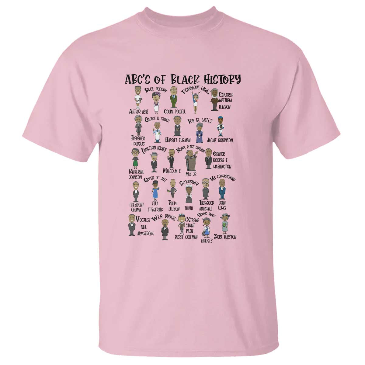 ABCs of Black History Month T Shirt Black Excellence Pride TS02 Light Pink Print Your Wear