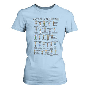 ABCs of Black History Month T Shirt For Women Black Excellence Pride TS02 Light Blue Print Your Wear