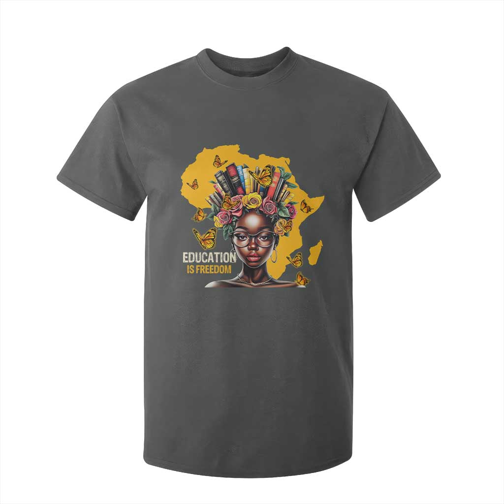 Education Is Freedom T Shirt For Kid Black Teacher Books Black History Month TS02 Dark Heather Print Your Wear