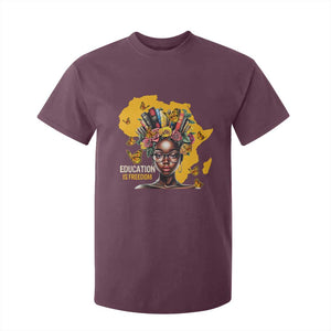 Education Is Freedom T Shirt For Kid Black Teacher Books Black History Month TS02 Maroon Print Your Wear