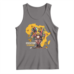 Education Is Freedom Tank Top Black Teacher Books Black History Month TS02 Deep Heather Print Your Wear