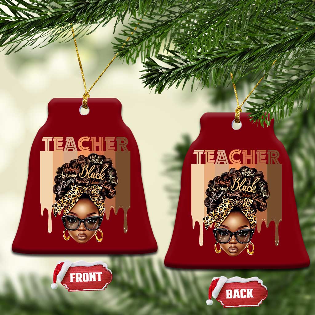 Black Teacher Magic Ceramic Ornament Black History Month Afro Hair Melanin TS02 Print Your Wear