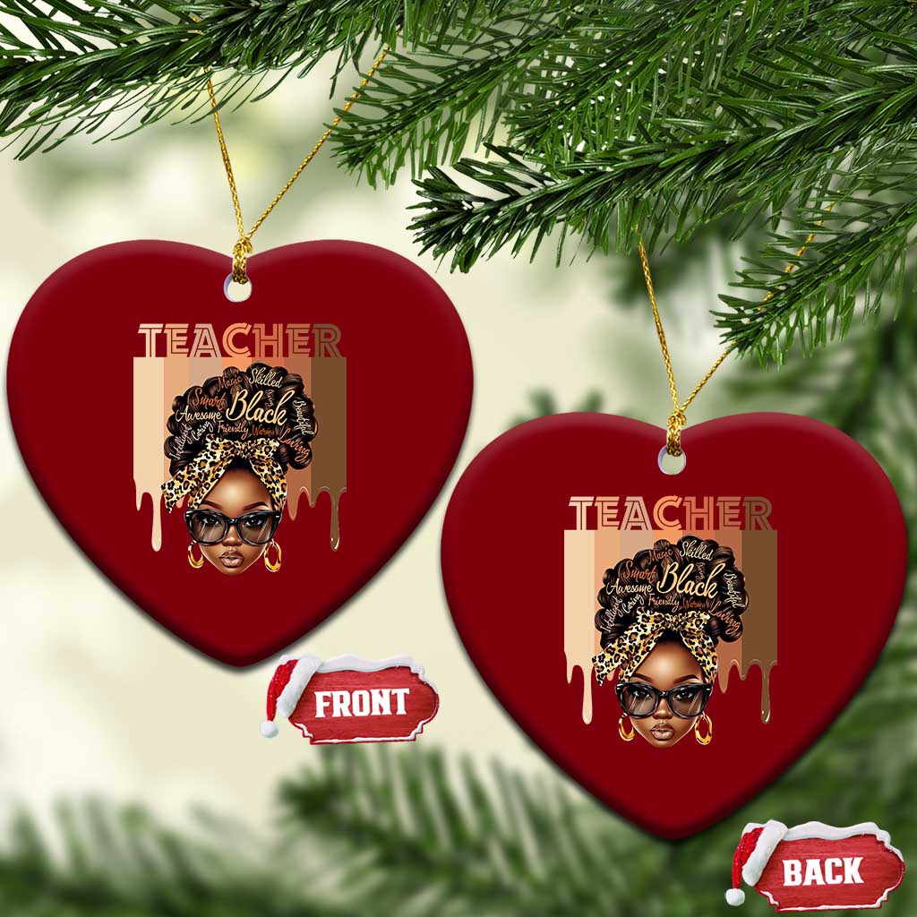 Black Teacher Magic Ceramic Ornament Black History Month Afro Hair Melanin TS02 Print Your Wear
