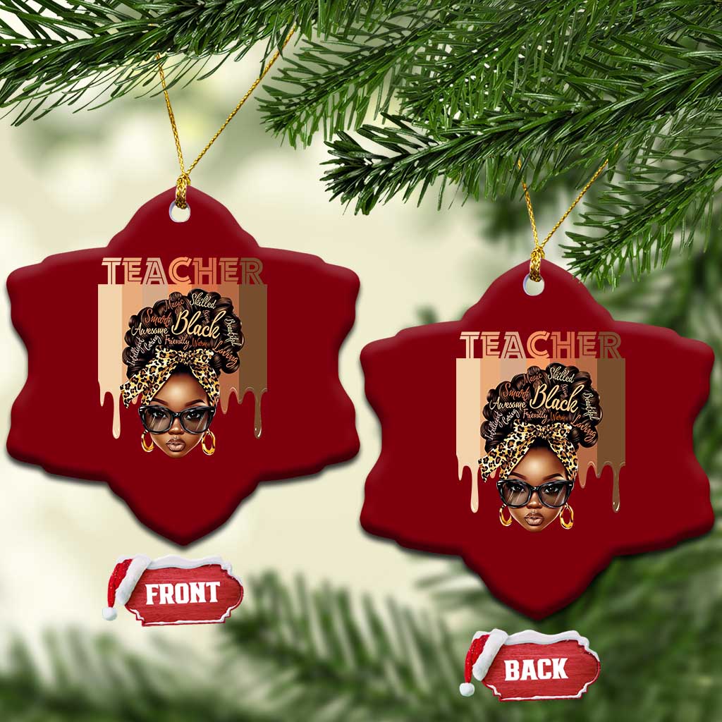 Black Teacher Magic Ceramic Ornament Black History Month Afro Hair Melanin TS02 Print Your Wear