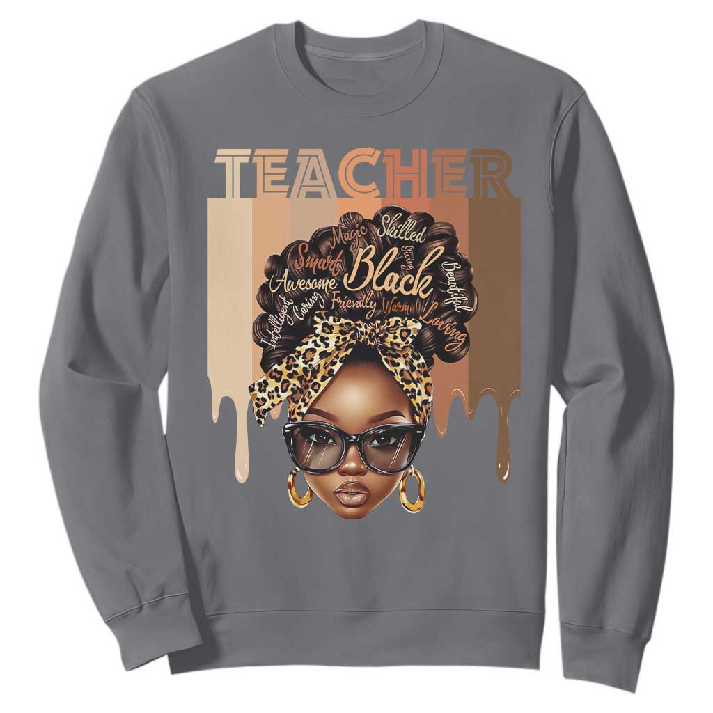 Black Teacher Magic Sweatshirt Black History Month Afro Hair Melanin TS02 Charcoal Print Your Wear