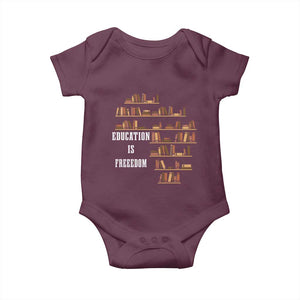 Black History Education Is Freedom Baby Onesie African Roots Africa Map TS02 Maroon Print Your Wear