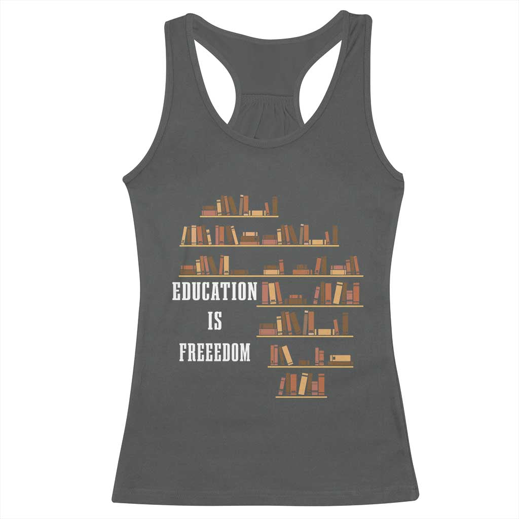 Black History Education Is Freedom Racerback Tank Top African Roots Africa Map TS02 Dark Heather Print Your Wear