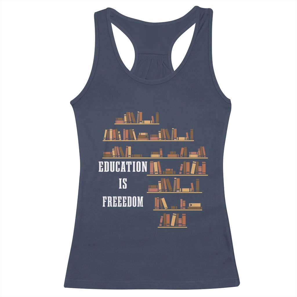 Black History Education Is Freedom Racerback Tank Top African Roots Africa Map TS02 Navy Print Your Wear
