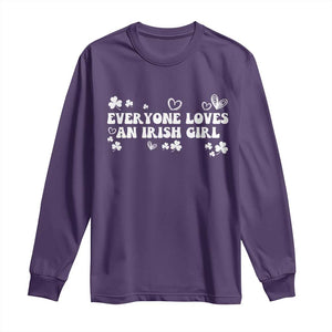 Funny Irish Women Long Sleeve Shirt Everyone Loves An Irish Girl St Patricks Day White TS02 Purple Print Your Wear