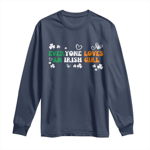 Funny Irish Women Long Sleeve Shirt Everyone Loves An Irish Girl St Patricks Day TS02 Navy Print Your Wear