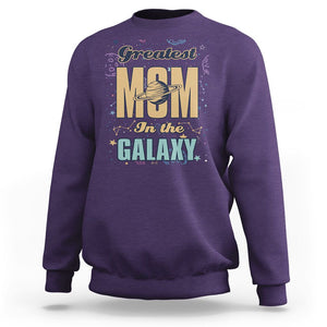 Outer Space Mother's Day Sweatshirt Greatest Mom In The Galaxy Best Mom Ever In Universe TS02 Purple Printyourwear