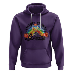 First Mother's Day Hoodie I Can't I'm Busy Growing A Human New Mom Retro Rainbow TS02 Purple Printyourwear