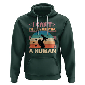 First Mother's Day Hoodie I Can't I'm Busy Growing A Human New Mom Vintage TS02 Dark Forest Green Printyourwear