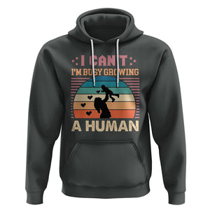 First Mother's Day Hoodie I Can't I'm Busy Growing A Human New Mom Vintage TS02 Dark Heather Printyourwear