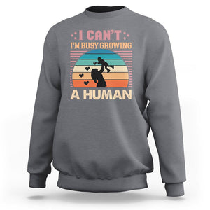 First Mother's Day Sweatshirt I Can't I'm Busy Growing A Human New Mom Vintage TS02 Charcoal Printyourwear