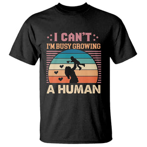 First Mother's Day T Shirt I Can't I'm Busy Growing A Human New Mom Vintage TS02 Black Printyourwear