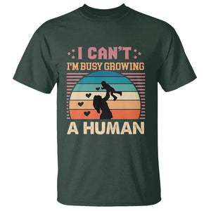 First Mother's Day T Shirt I Can't I'm Busy Growing A Human New Mom Vintage TS02 Dark Forest Green Printyourwear