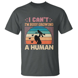 First Mother's Day T Shirt I Can't I'm Busy Growing A Human New Mom Vintage TS02 Dark Heather Printyourwear