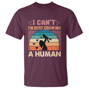 First Mother's Day T Shirt I Can't I'm Busy Growing A Human New Mom Vintage TS02 Maroon Printyourwear