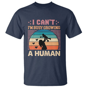 First Mother's Day T Shirt I Can't I'm Busy Growing A Human New Mom Vintage TS02 Navy Printyourwear