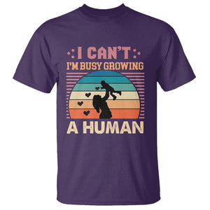 First Mother's Day T Shirt I Can't I'm Busy Growing A Human New Mom Vintage TS02 Purple Printyourwear