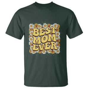 Floral Mother's Day T Shirt Best Mom Ever Flowers Retro Hippie TS02 Dark Forest Green Printyourwear