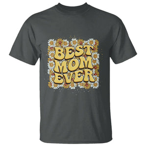 Floral Mother's Day T Shirt Best Mom Ever Flowers Retro Hippie TS02 Dark Heather Printyourwear