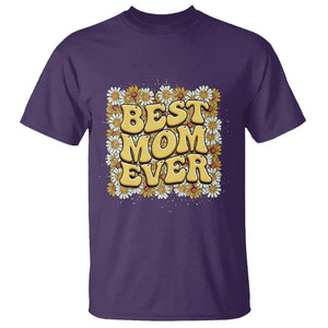 Floral Mother's Day T Shirt Best Mom Ever Flowers Retro Hippie TS02 Purple Printyourwear