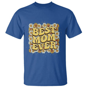 Floral Mother's Day T Shirt Best Mom Ever Flowers Retro Hippie TS02 Royal Blue Printyourwear