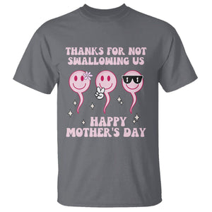 Funny Mother's Day T Shirt Thanks For Not Swallowing Us TS02 Charcoal Printyourwear