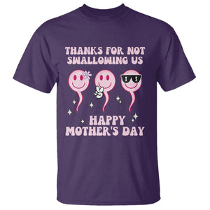 Funny Mother's Day T Shirt Thanks For Not Swallowing Us TS02 Purple Printyourwear